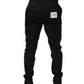 Black Cotton Tapered Leg Dress Trouser Pants