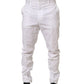 White Cotton Tapered Leg Dress Trouser Pants