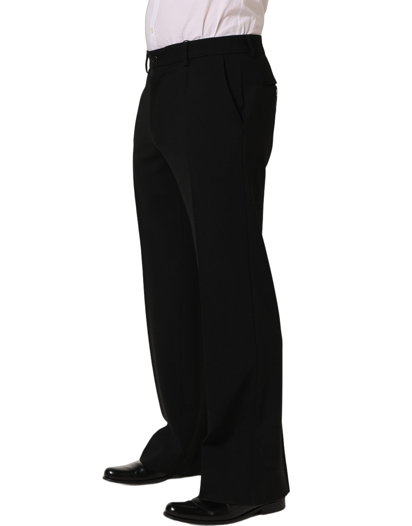 Black Wool Straight Men Dress Trouser Pants