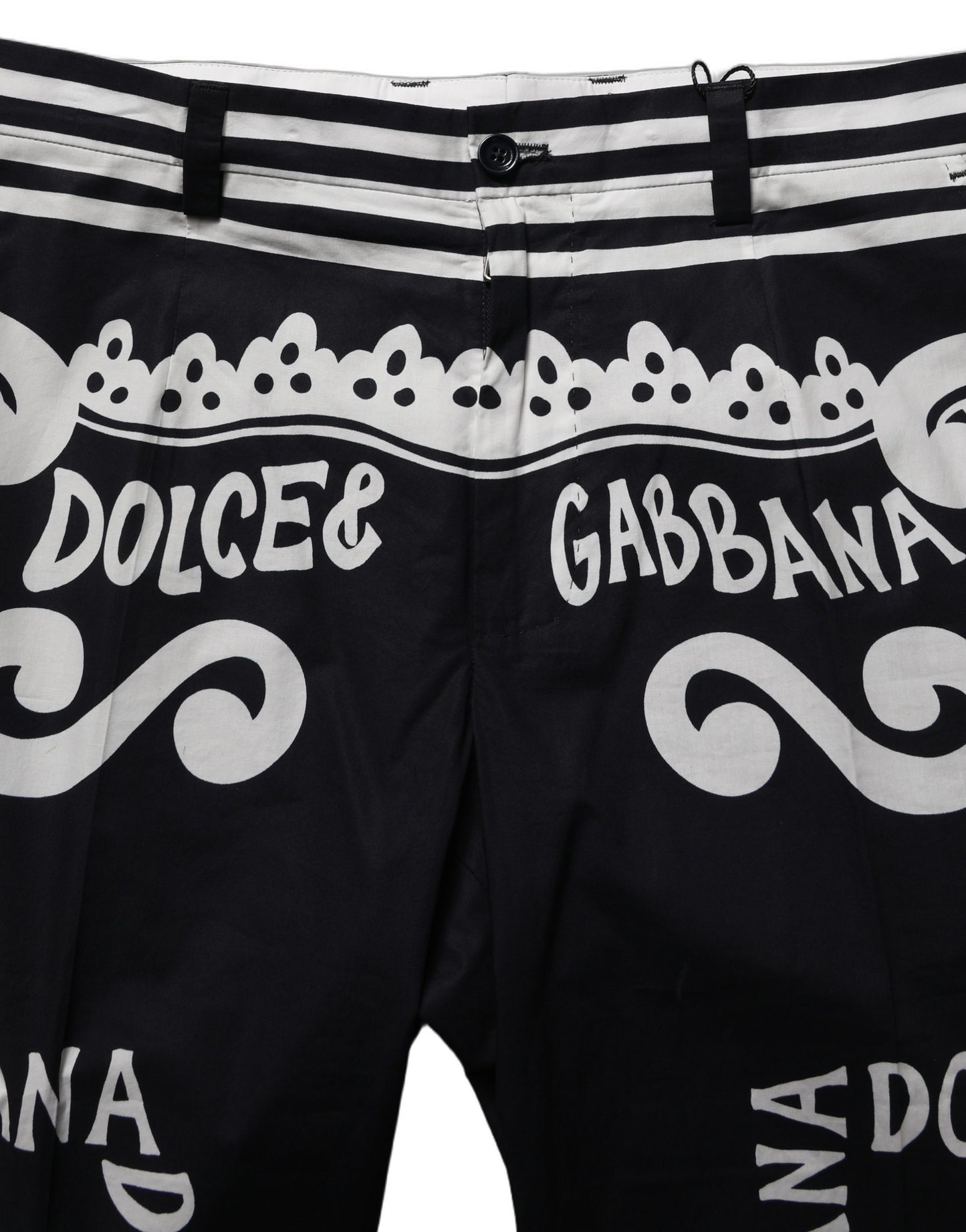 Black Cotton Poplin MarinaPrint Trouser Pants