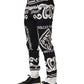 Black Cotton Poplin MarinaPrint Trouser Pants