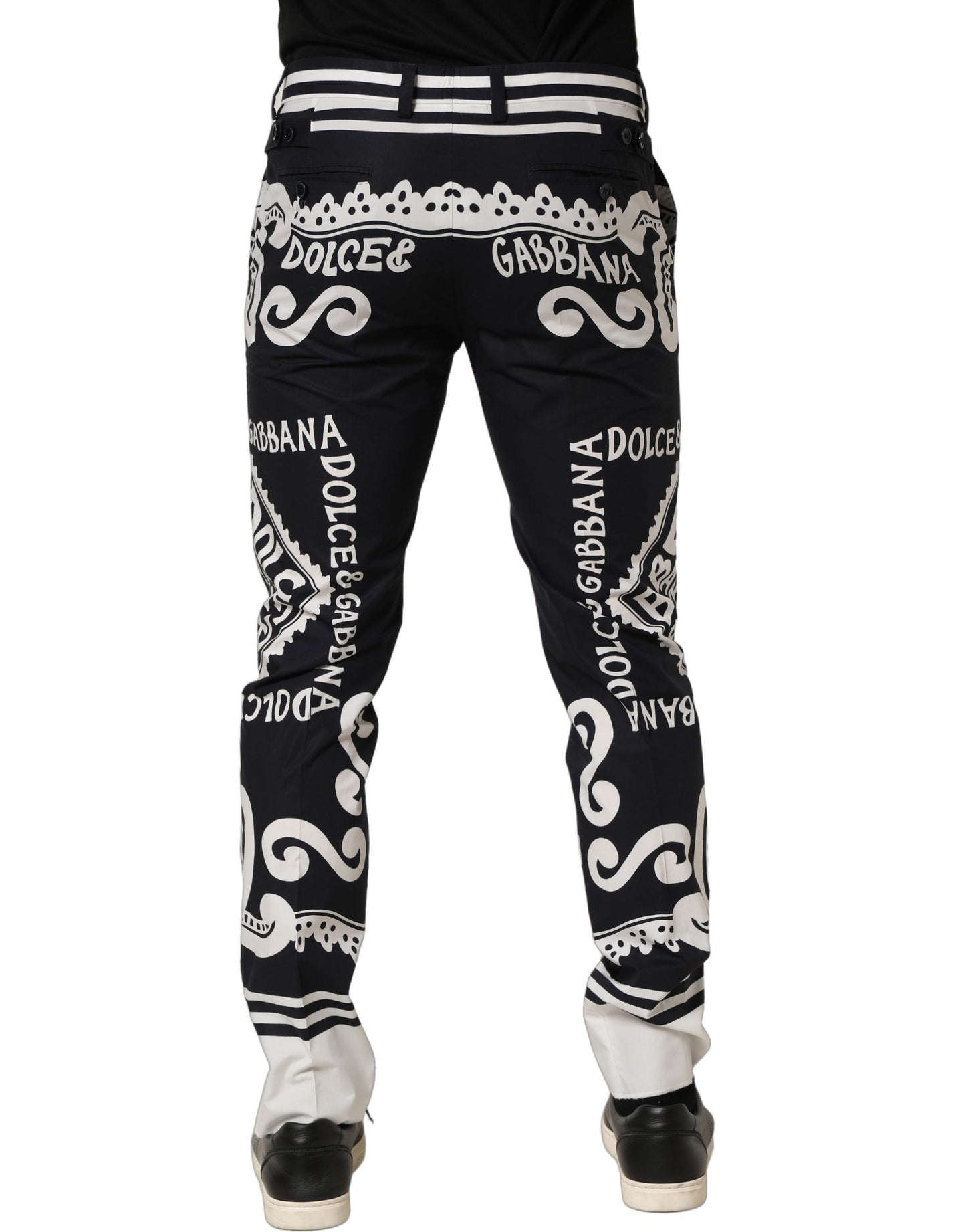 Black Cotton Poplin MarinaPrint Trouser Pants