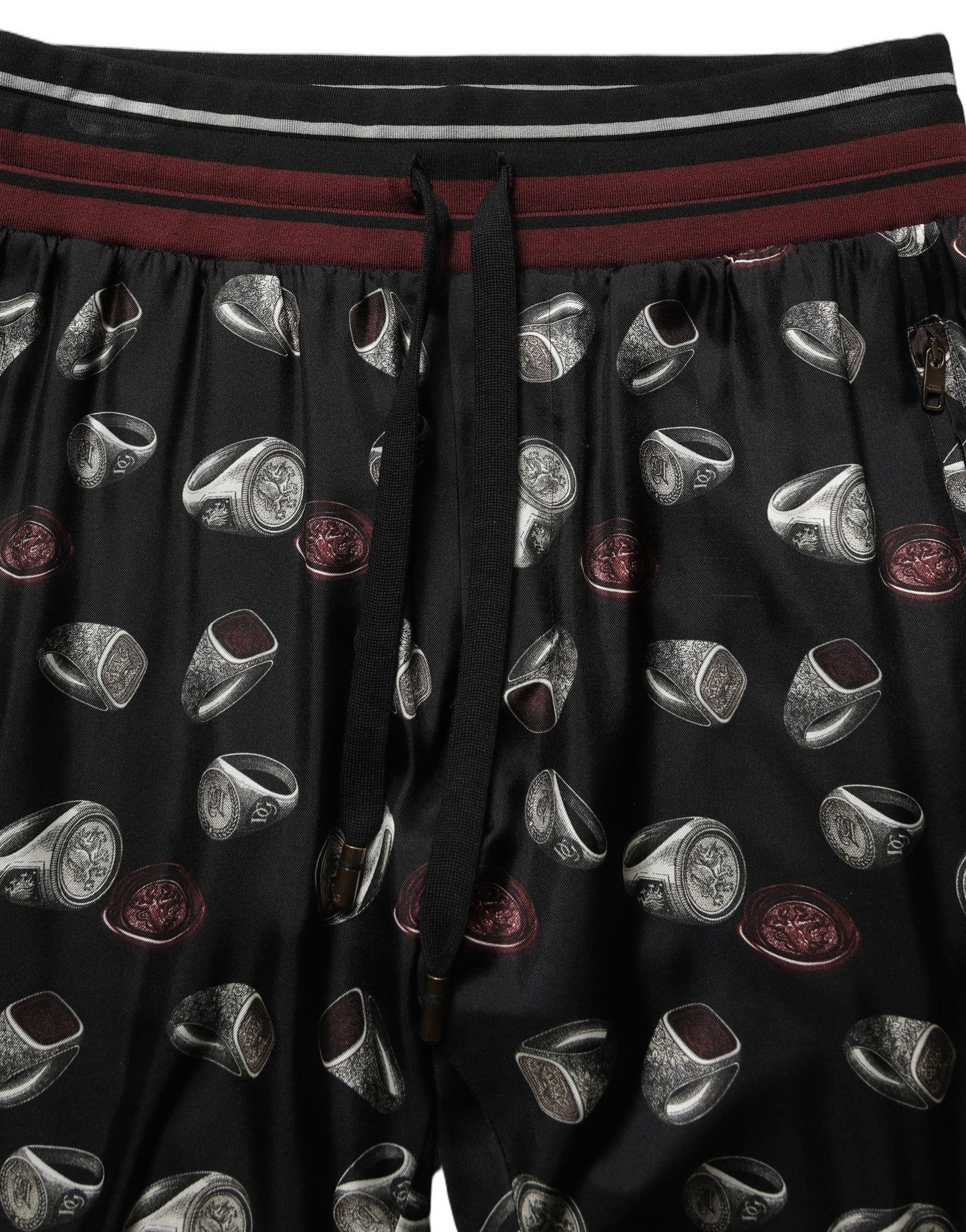 Pants Black Ring Print Silk Jogging Trousers