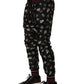 Pants Black Ring Print Silk Jogging Trousers