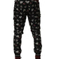Pants Black Ring Print Silk Jogging Trousers
