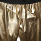 Gold Metallic Polyester Skinny Trousers Pants