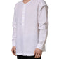 White Linen Logo Long Sleeves Casual Shirt