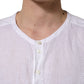 White Linen Logo Long Sleeves Casual Shirt