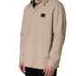 Beige Logo Overshirt Cotton Men Casual Shirt