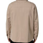 Beige Logo Overshirt Cotton Men Casual Shirt