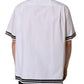 White LogoPatch Cotton Baseball Casual Shirt