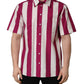 White Maroon Striped Men Short Sleeves Shirt