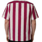 White Maroon Striped Men Short Sleeves Shirt