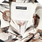 Beige Tulip Print Silk Short Sleeves Shirt