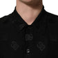 Black Logo Monogram Short Sleeves Men Shirt