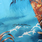 Blue Silk Twill Hawaiian GraphicPrint Shirt