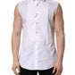 White Cotton MARTINI Sleeveless Men Dress Shirt