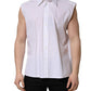 White Cotton Sleeveless Formal Dress Shirt