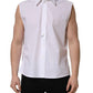 White Cotton Sleeveless Formal Dress Shirt