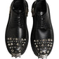 Black Leather Studded Hi-Trekking Derby Shoes