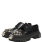 Black Leather Studded Hi-Trekking Derby Shoes