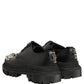 Black Leather Studded Hi-Trekking Derby Shoes