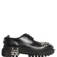 Black Leather Studded Hi-Trekking Derby Shoes