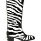 Black White Zebra Knee High Men Boots Shoes