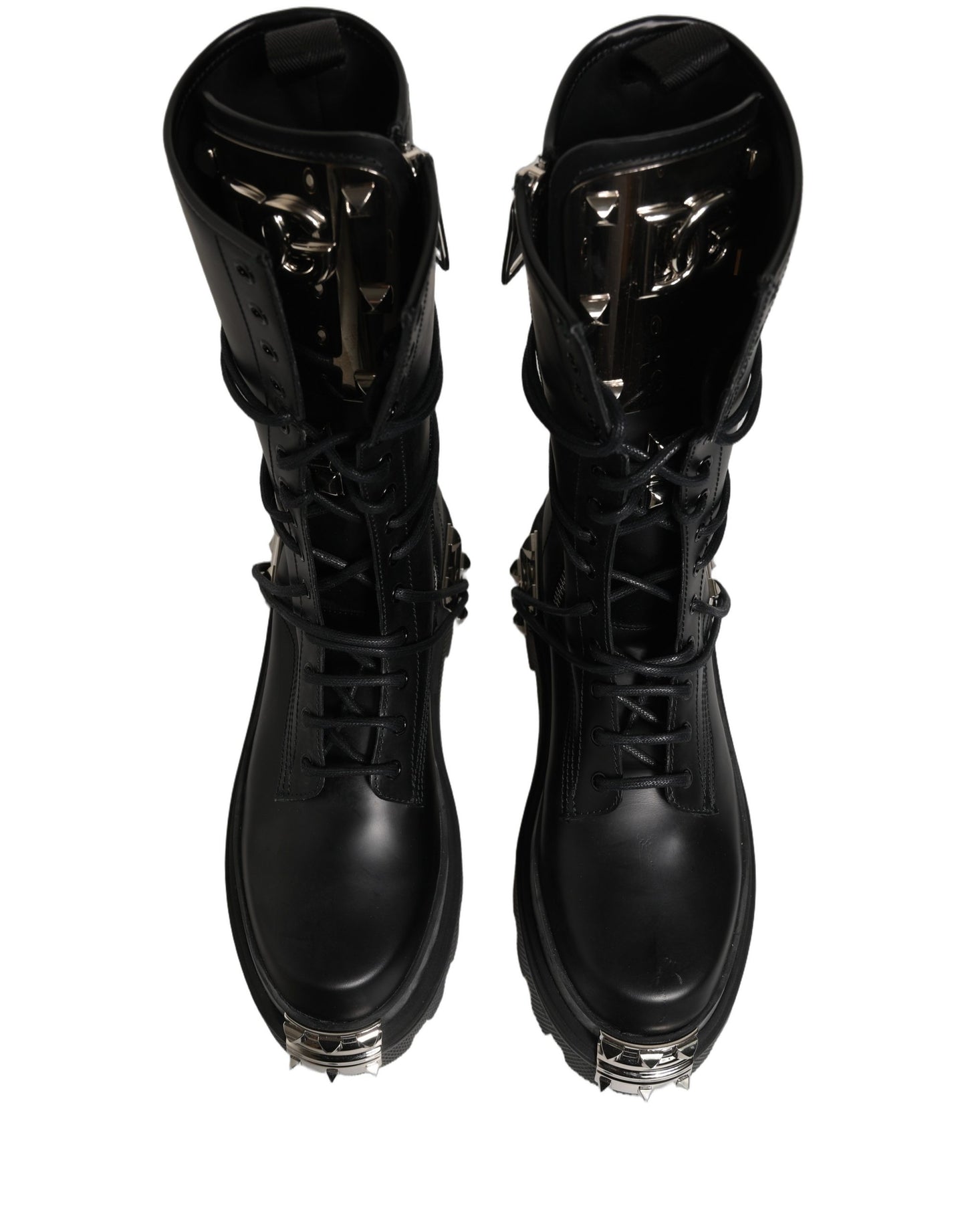 Black Stud Platform Combat High Boots Shoes