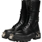 Black Stud Platform Combat High Boots Shoes
