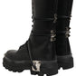 Black Stud Platform Combat High Boots Shoes