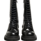 Black Leather Lace Up Men Combat Boots Shoes