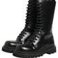 Black Leather Lace Up Men Combat Boots Shoes