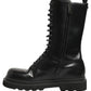 Black Leather Lace Up Men Combat Boots Shoes