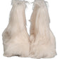 White Faux Fur Mid Calf Men Boots Shoes