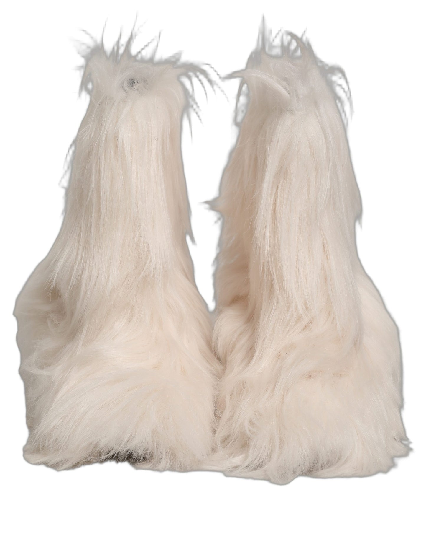 White Faux Fur Mid Calf Men Boots Shoes