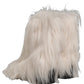 White Faux Fur Mid Calf Men Boots Shoes