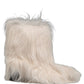 White Faux Fur Mid Calf Men Boots Shoes