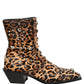 Brown Leopard Embellished Mid Calf Men Boots Shoes