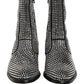 Black Crystal Embellished Ankle Boots Shoes