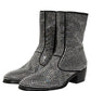 Black Crystal Embellished Ankle Boots Shoes