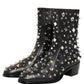 Black Crystal Embellished Short Boots Shoes