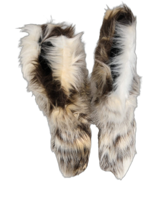 Multicolor Knee High Faux Fur Boots Shoes