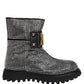 Black Crystal Embellished Short Boots Shoes