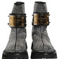 Black Crystal Embellished Short Boots Shoes