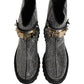 Black Crystal Embellished Short Boots Shoes