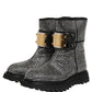 Black Crystal Embellished Short Boots Shoes