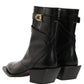 Black Leather DG Plaque Mid Calf Boots Shoes