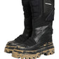 Black Leather Biker Mid Calf Men Boots Shoes