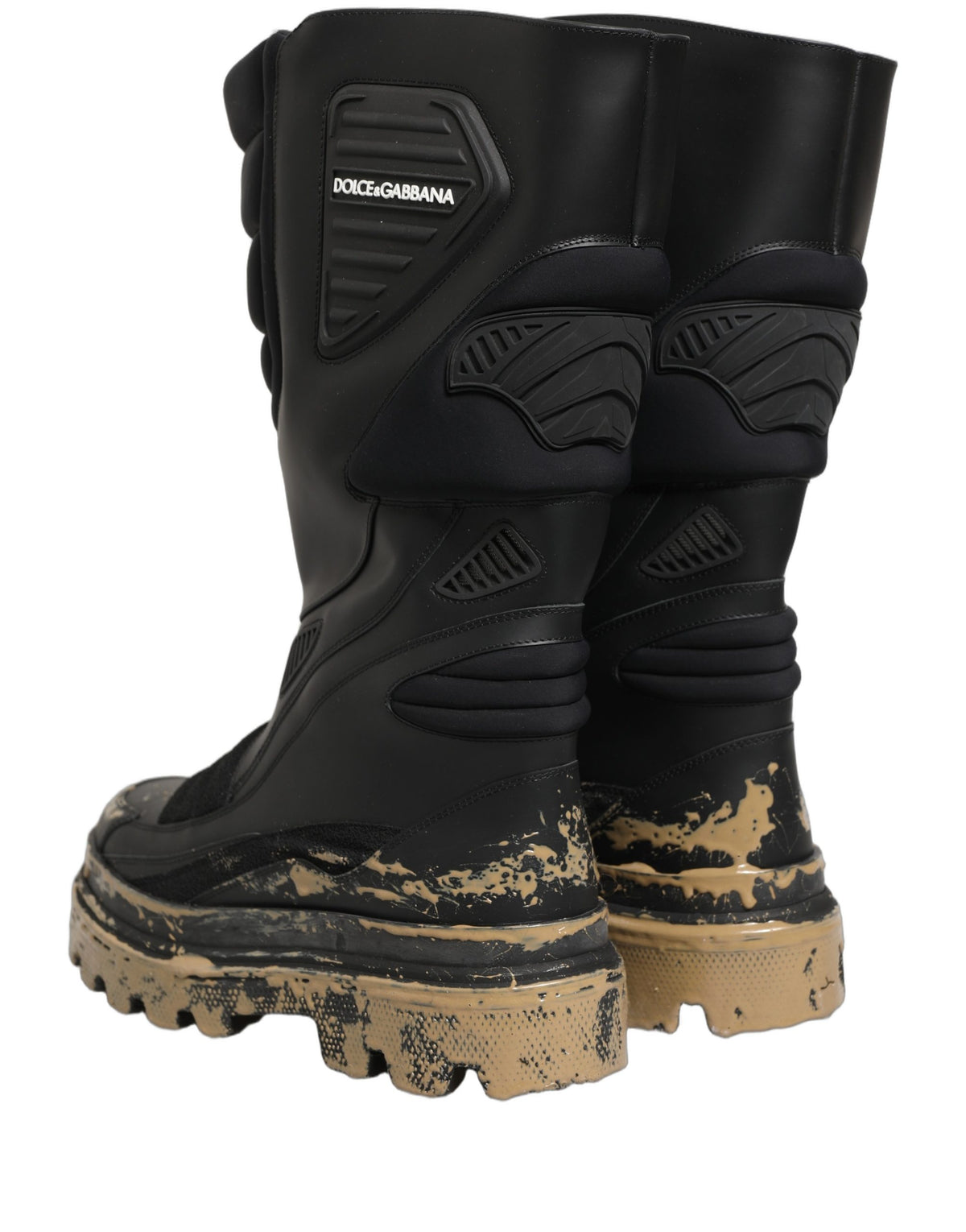 Black Leather Biker Mid Calf Men Boots Shoes
